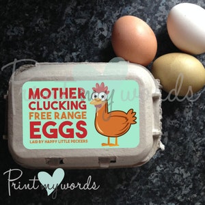 Mother Clucking Funny Egg Box Labels Stickers Poultry Chicken Hen Carton x 12