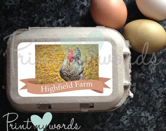 Personalised Photo Chicken Duck Egg Box Labels Stickers Poultry Carton x 12