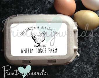 Personalised Freshly Laid Egg Box Labels Stickers Poultry Carton x 12