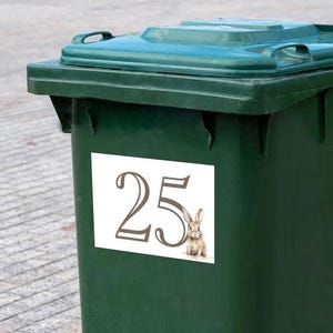 Personalised Wheelie Bin Stickers Labels House Name Number - Rabbit Design