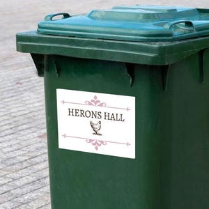 Personalised Wheelie Bin Stickers Labels House Name Number - Chicken Design