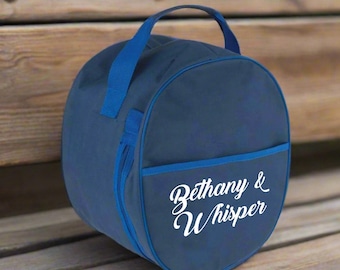 Personalised Equestrian Hat Bag - Custom Riding Helmet Carrier - with Name or Initials - Horse Riding Gift - Script Design