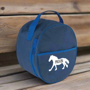 Gepersonaliseerde hoedentas voor ruitersport - aangepaste helmdrager - naam of initialen - paardrijdencadeau - ontwerp Shire Clydesdale Cob Horse