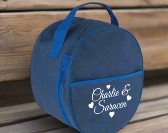 Personalised Equestrian Hat Bag - Custom Riding Helmet Carrier - Name or Initials - Horse Riding Gift - Hearts Design
