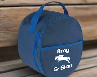 Personalised Equestrian Hat Bag - Custom Riding Helmet Carrier - Name or Initials - Horse Riding Gift - Jumping Design