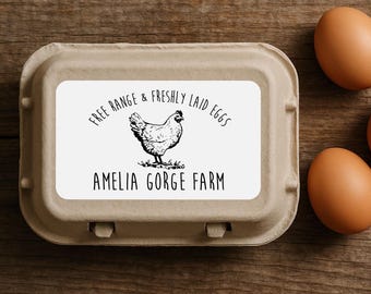 Personalised Freshly Laid Egg Box Labels  – Chicken Poultry Egg Carton Stickers