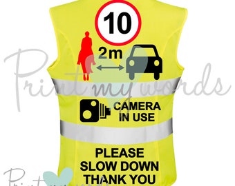 LADIES High Visibility Hi Vis Equestrian Horse Riding Safety Reflective Vest Tabard Waistcoat 10MPH, CAMERA in USE, Please Slow Down hi-viz