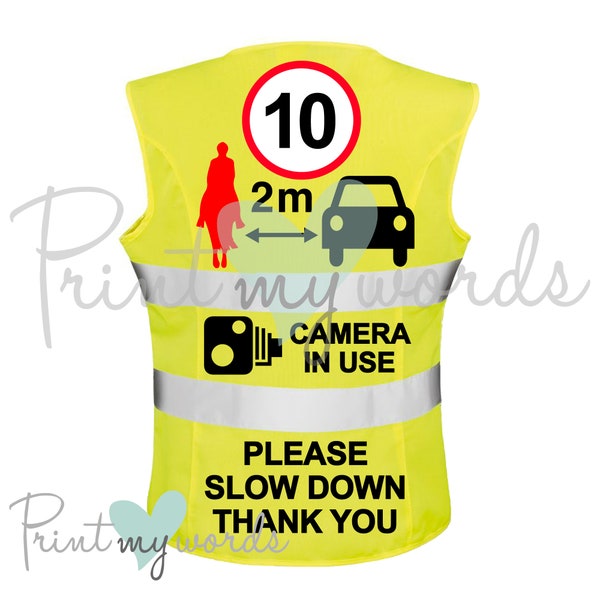 LADIES High Visibility Hi Vis Equestrian Horse Riding Safety Reflective Vest Tabard Waistcoat 10MPH, CAMERA in USE, Please Slow Down hi-viz