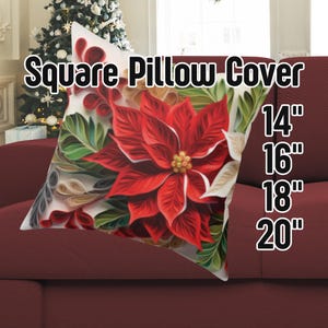 Christmas Poinsettia Pillow Cover, Festive Couch Throw Pillow Case, Holiday Home Decor, Winter Season Pillows, House Warming Gift her home