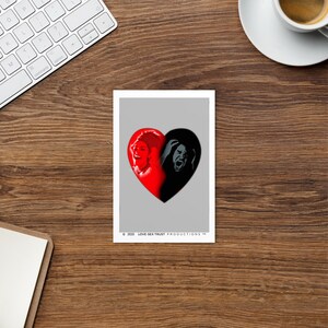 Postkarte, 10 x 15 cm, künstlerische, Karte, über Liebe, Gefühl, psychologisches Werkzeug, Werkzeug für emotionale Intelligenz, Karte,"Half Happy Half Angry Heart"