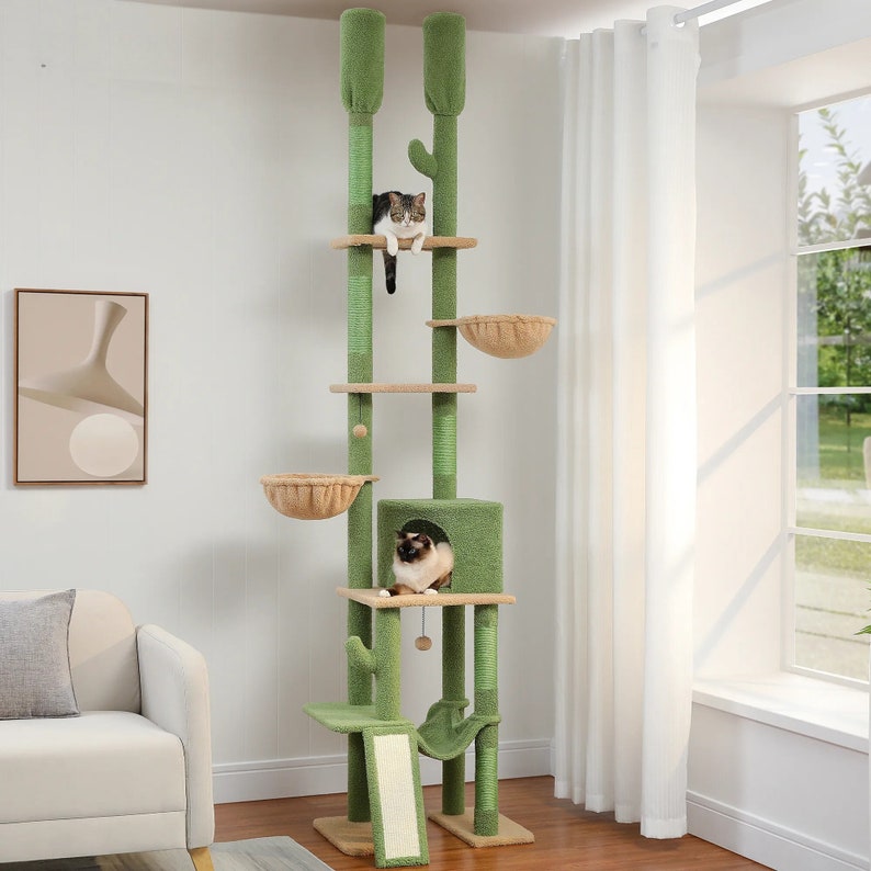 Cactus Cat Tree Tower Adjustable Floor to Ceiling Cat Tower Etsy UK