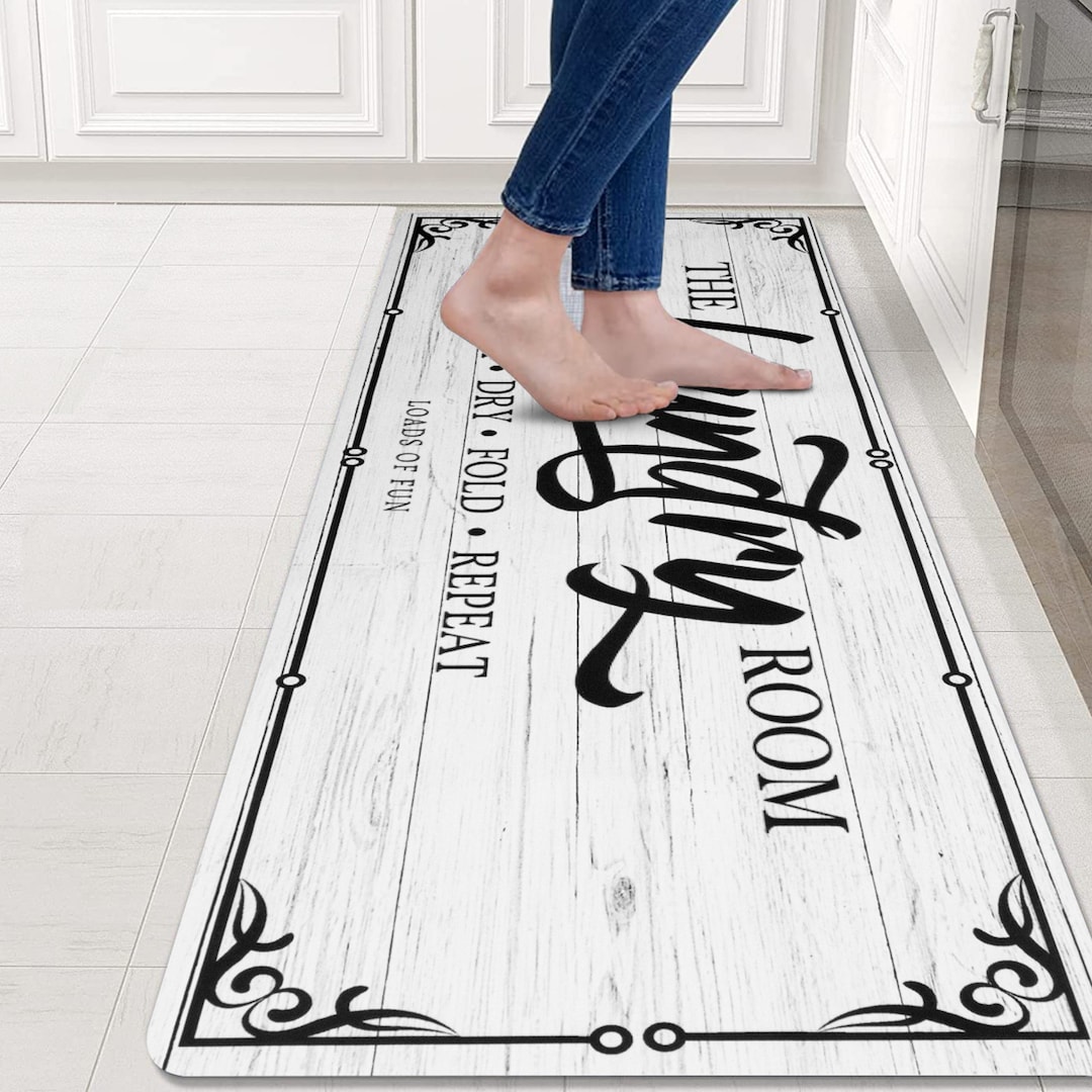 Laundry Room Rug Runner, Laundry Mat Runner Non Slip Washable Farmhouse
