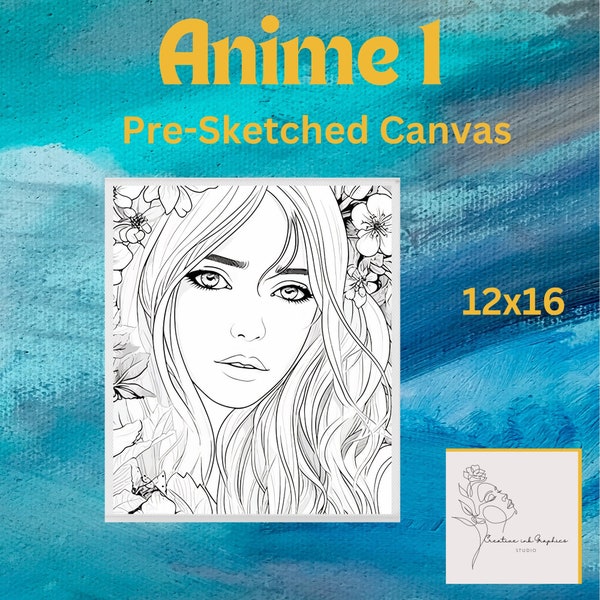 Anime 1/Toile avec contour prédessiné/Peinture pour adulte/Peinture et gorgée/Peinture de nuit/Pré-esquisse/Anime