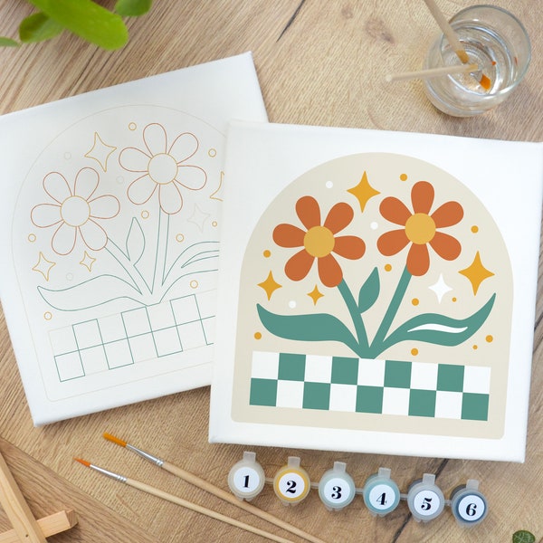 Kit peinture par numéros Flowers, idée cadeau DIY, moderne minimaliste