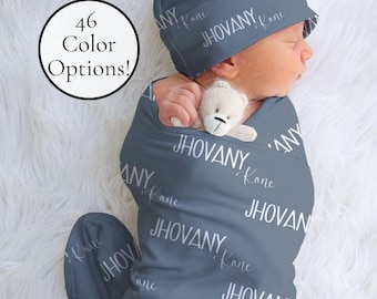 Baby Name Swaddle Blanket Personalized Baby Gown Custom Baby Swaddle with Name Baby Shower Keepsake Hospital Announcement Blanket NS004