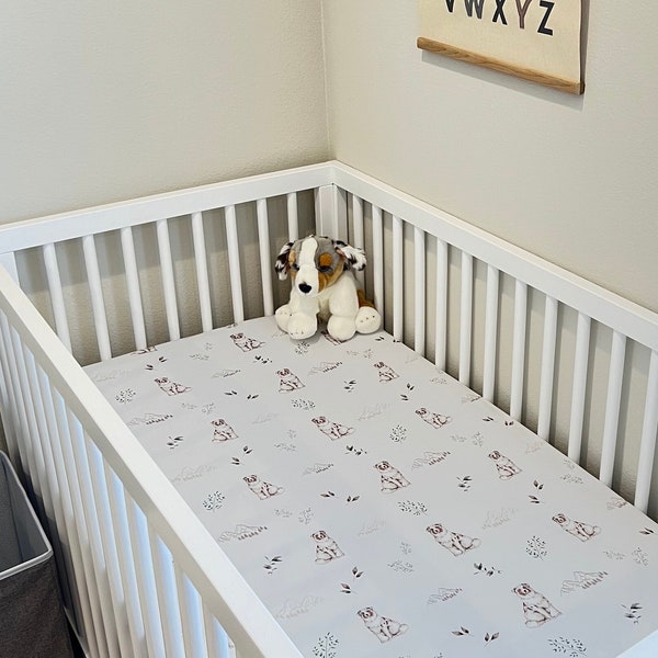 Australian Shepherd Crib Bedding Set, Aussie Shepherd Fitted Crib Sheet, Aussie Dog Bedding, Aussie Lover Baby Gift, Boy Crib Sheet Crib Set