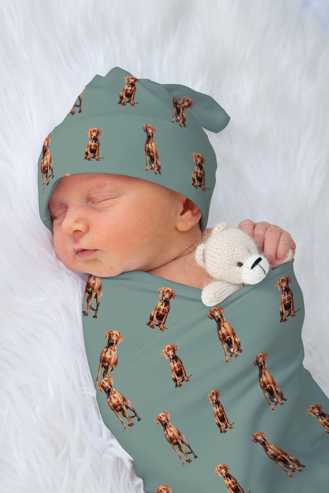 Vizsla Baby Swaddle Blanket, Hungarian Vizsla Baby Blanket, Vizsla Dog