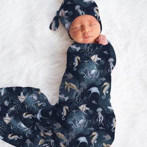 Ocean Swaddle Blanket Sea Animals Baby Blanket Newborn Baby Coming Home Outfit Hospital Photo Outfit Under The Sea Baby Shower Gift
