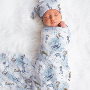 Ocean Swaddle Blanket Sea Animals Baby Blanket Newborn Baby Coming Home Outfit Hospital Photo Outfit Under The Sea Baby Shower Gift
