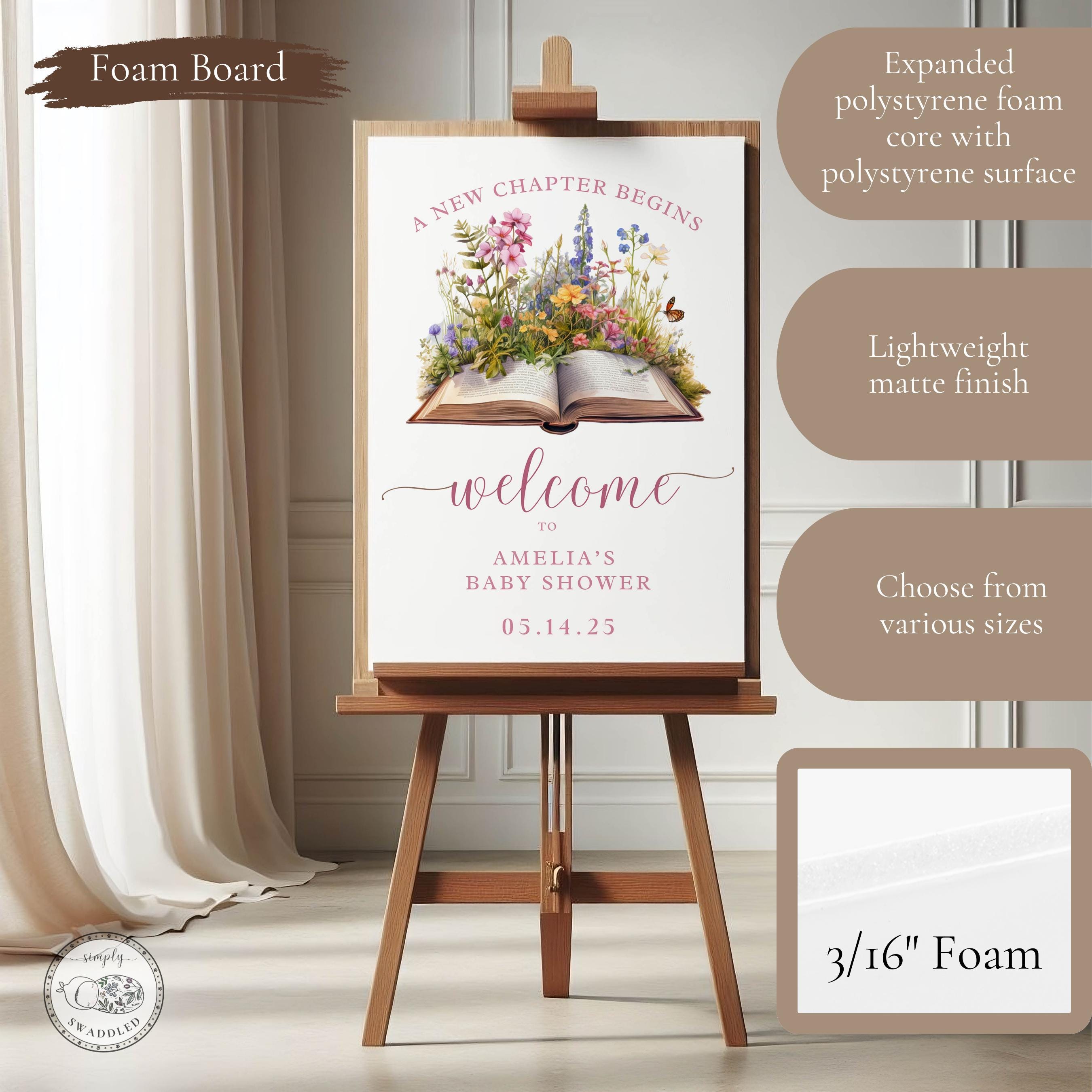 First Chapter Welcome Sign Storybook Baby Shower Welcome Sign Girl A New Chapter Begins Welcome ...