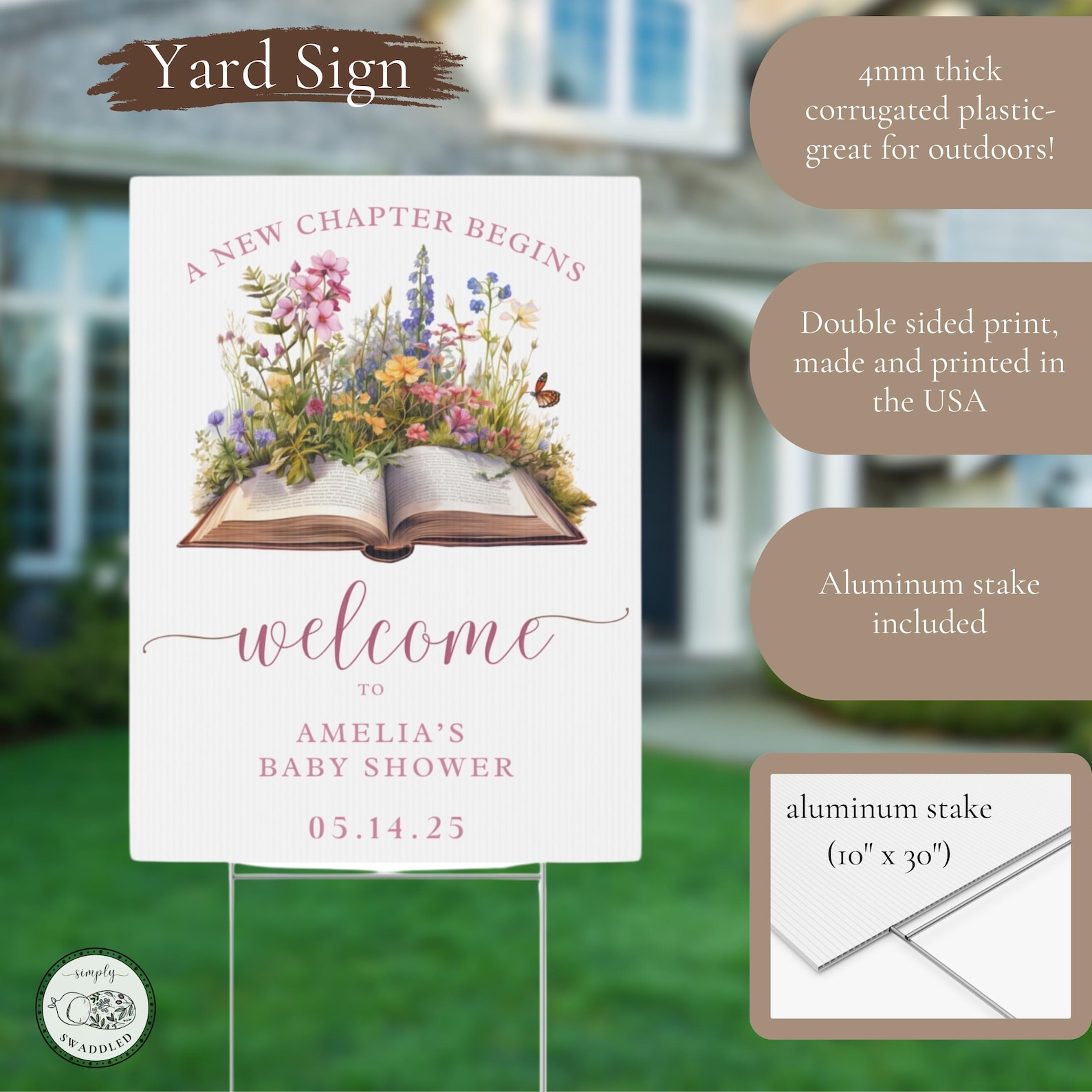 First Chapter Welcome Sign Storybook Baby Shower Welcome Sign Girl A New Chapter Begins Welcome ...