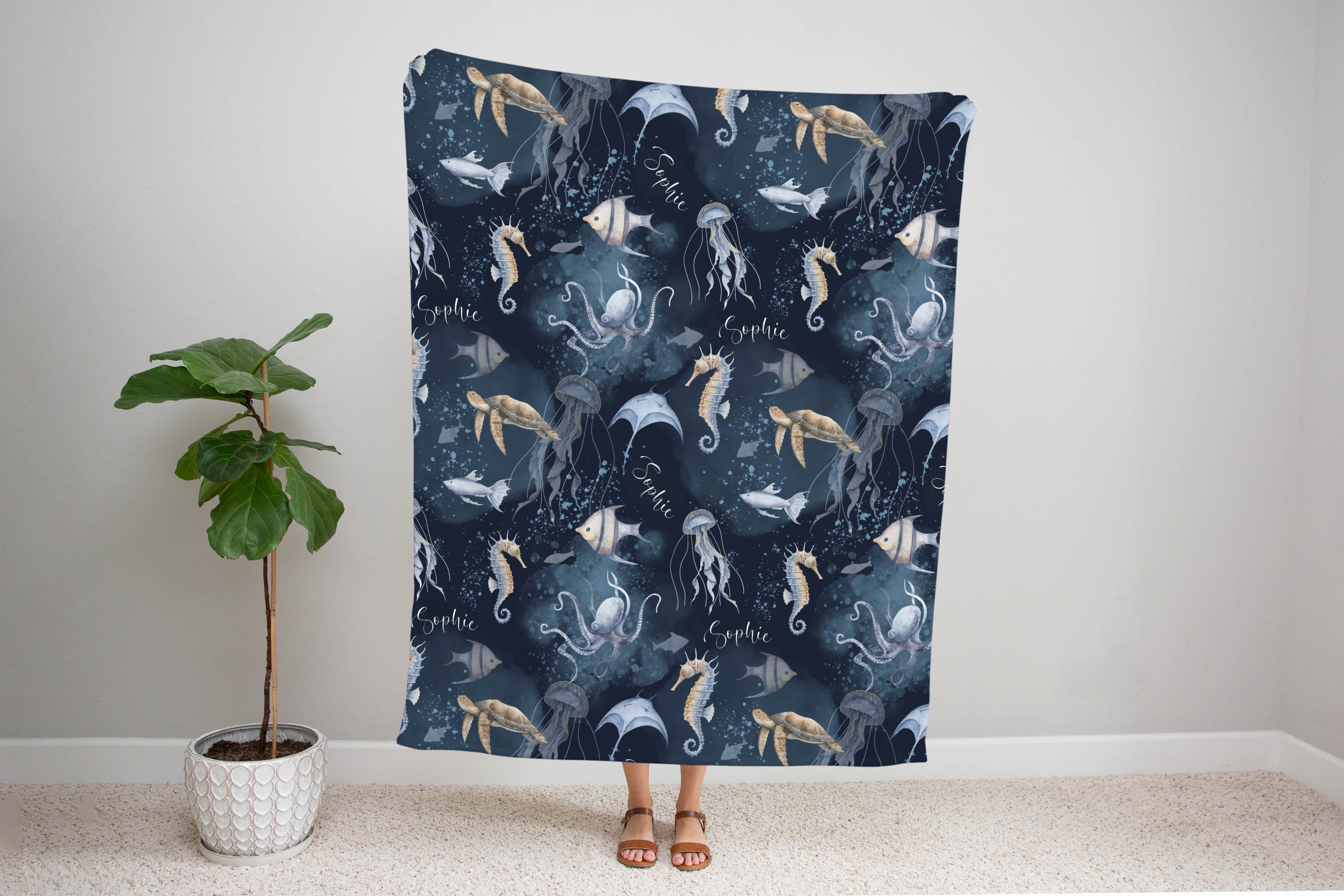 Sea Animals Baby Blanket Personalized Under the Sea Blanket for Baby ...