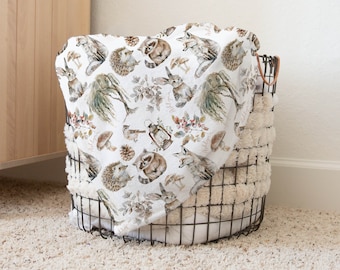 Baby Girl Woodland Baby Blanket, Woodland Crib Sheet For Girl Forest Animals Baby Bedding Forest Baby Shower Gift Woodland Nursey Set