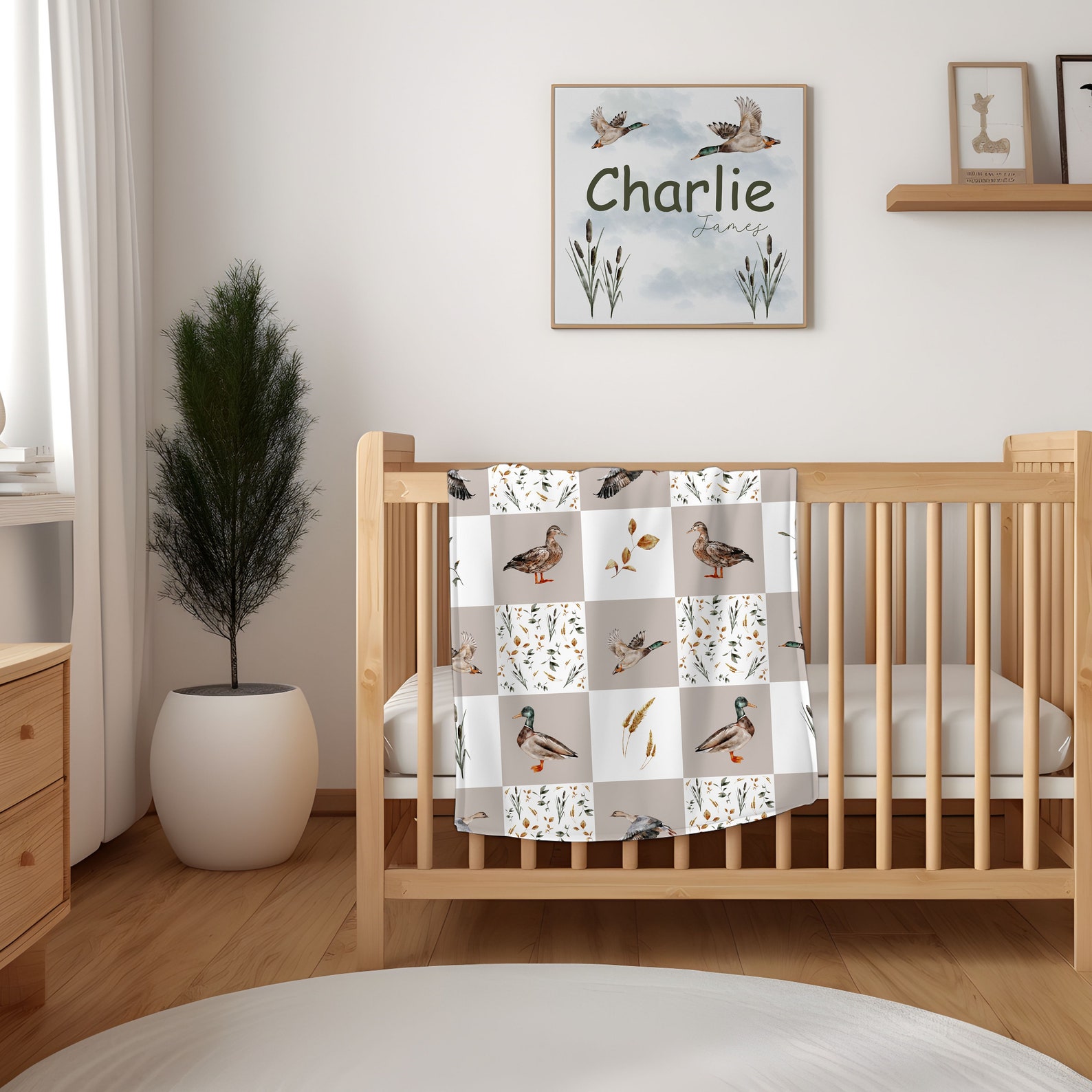 Ducks Baby Blanket Personalized Duck Hunting Nursery Bedding Mallard ...