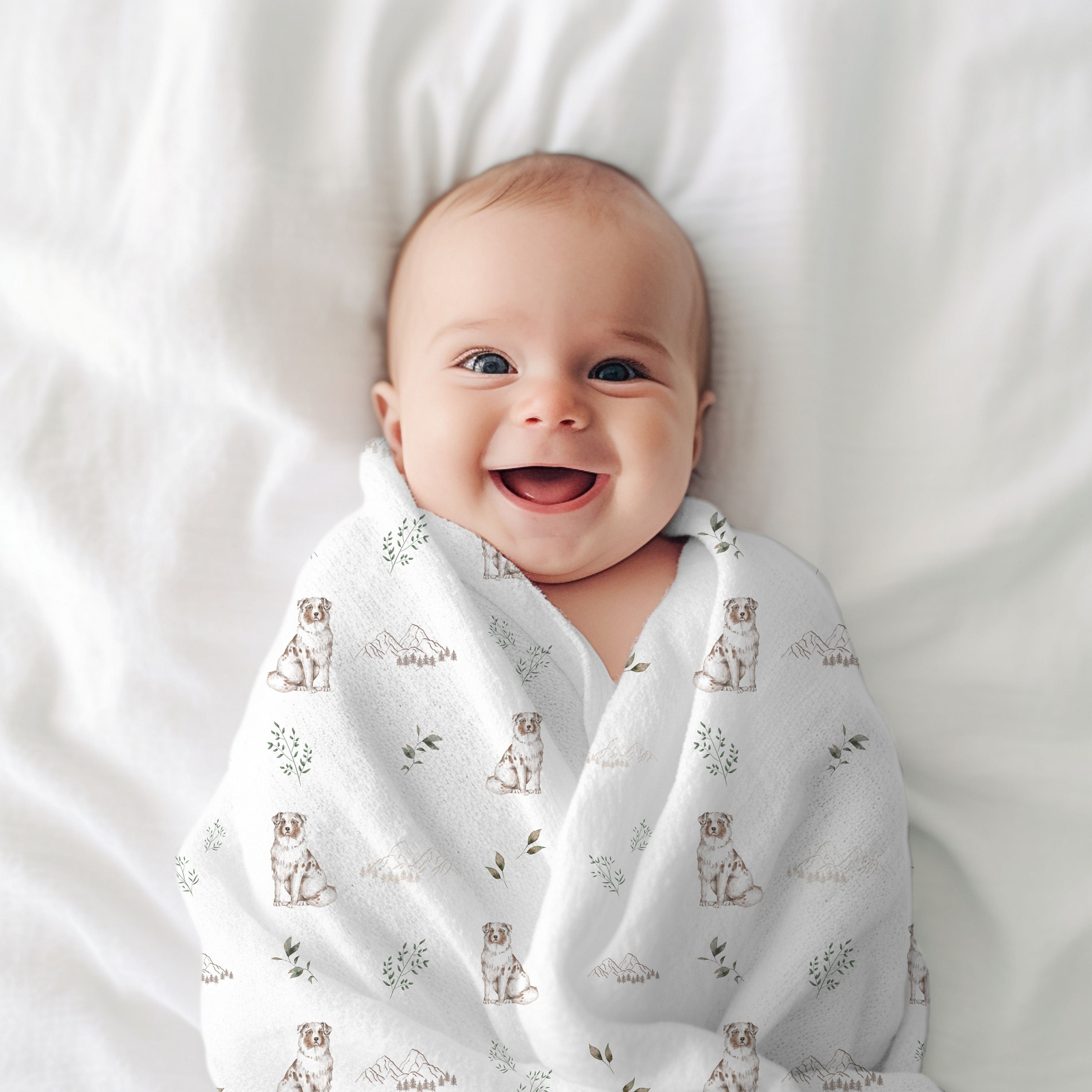 Australian Shepherd Baby Blanket Aussie Shepherd Nursery Decor Etsy