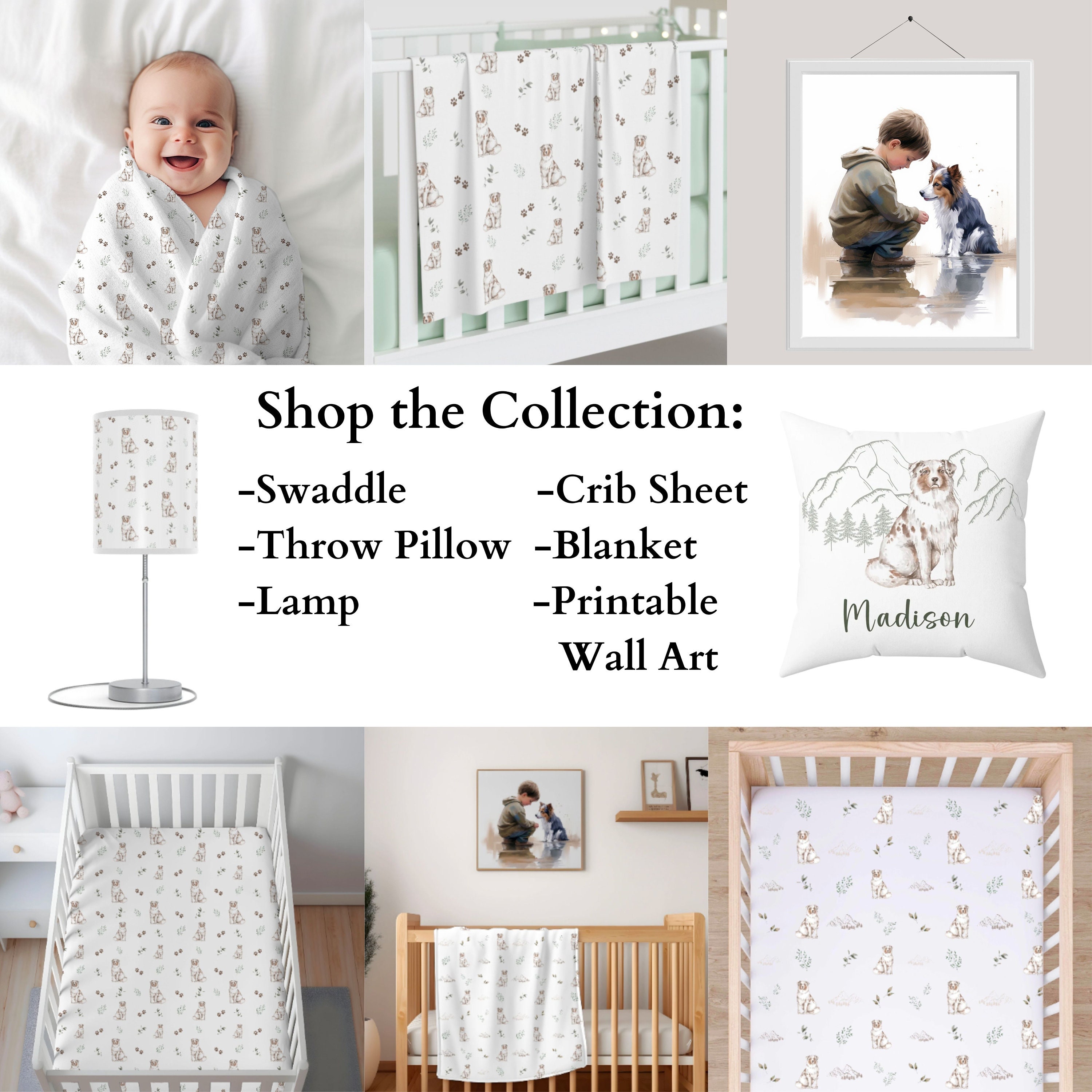 Australian Shepherd Baby Blanket Aussie Shepherd Nursery Decor Etsy