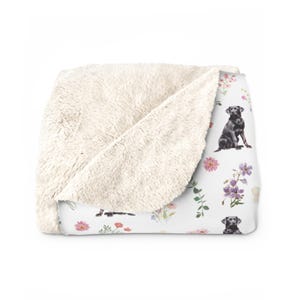 Black Lab Floral Blanket