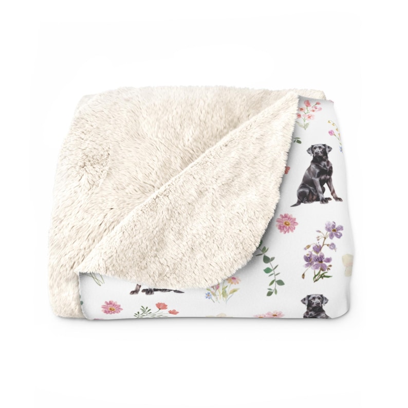 Black Lab Floral Blanket