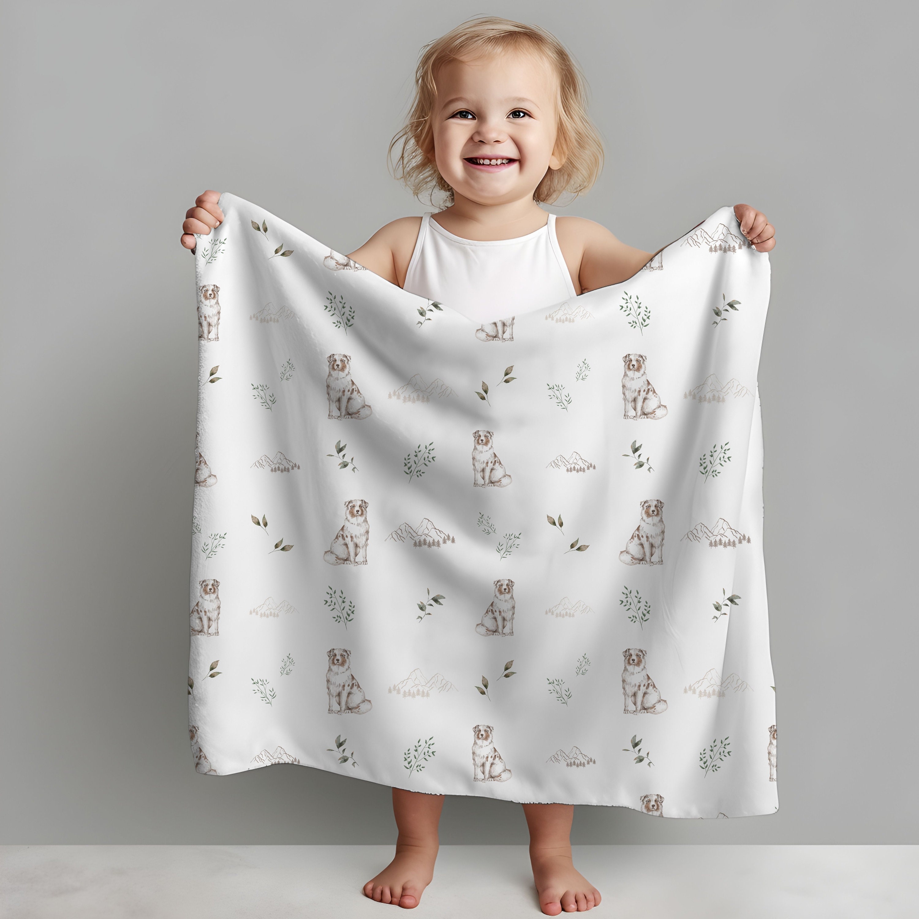 Australian Shepherd Baby Blanket Aussie Shepherd Nursery Decor Etsy