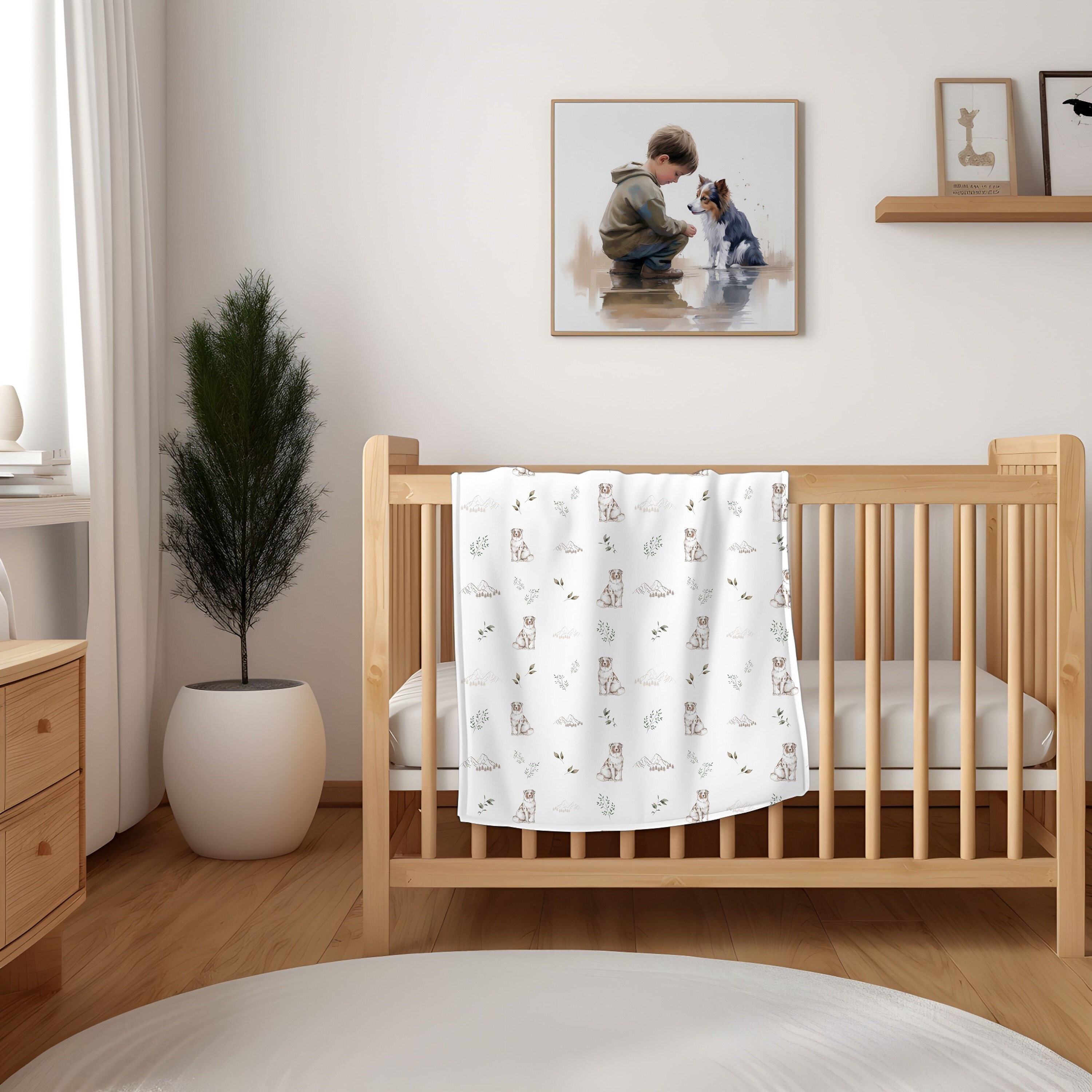 Australian Shepherd Baby Blanket Aussie Shepherd Nursery Decor Etsy