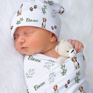 Beagle Swaddle Blanket With Name Custom Beagle Baby Blanket Baby Shower Gift For Baby Name Blanket Coming Home Outfit Beagle Crib Sheet