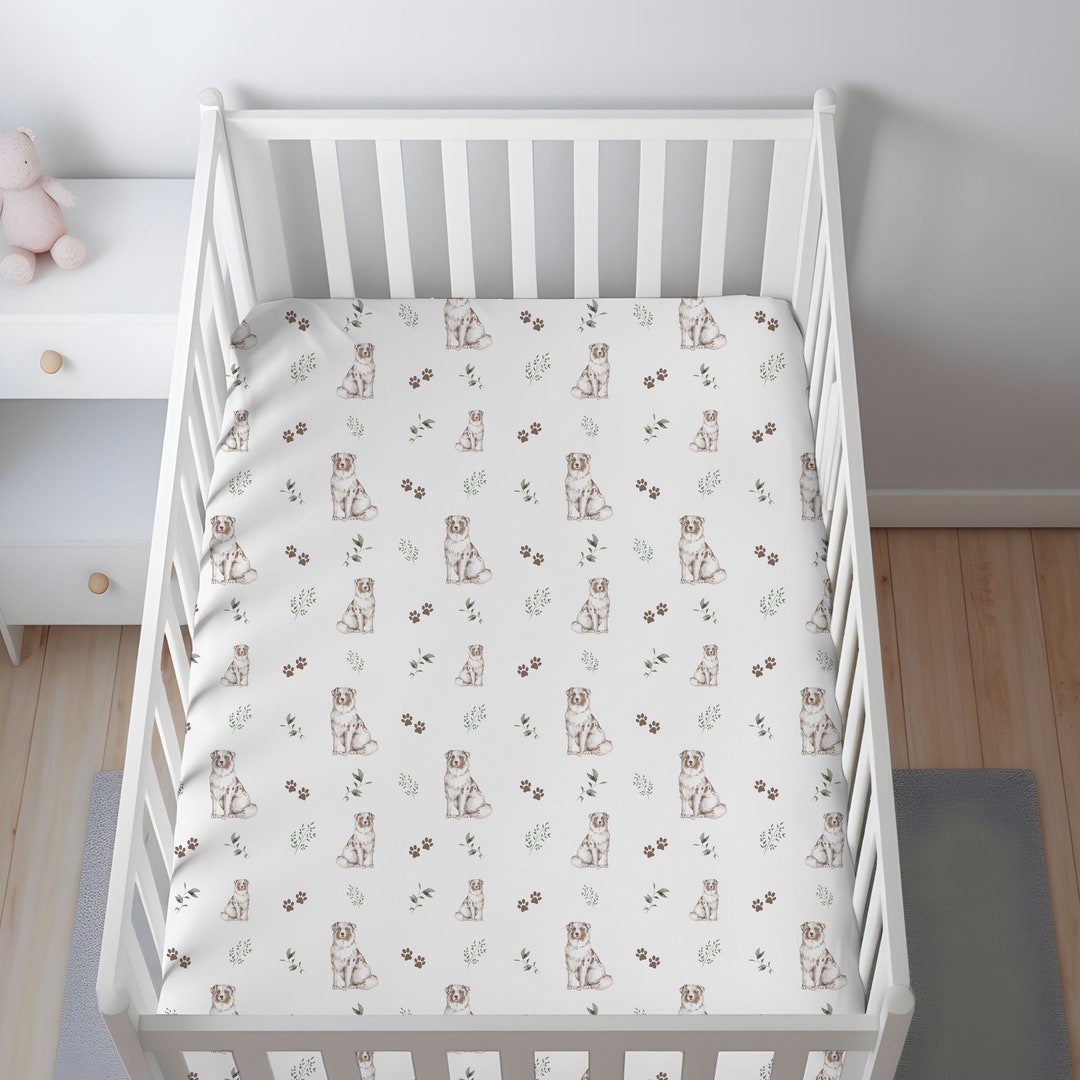 Australian Shepherd Fitted Crib Sheet Aussie Shepherd Crib Etsy