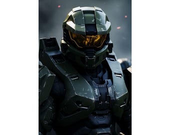 The Spartan Hero, Art Print, Matte Wall Decor, Gaming Poster, Video Game Art, Gamer Gift