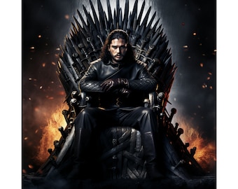 Jon Snow on the Iron Throne, Matte Vertical Posters, Game Of Thrones, Jon Snow, Wall Art, Wall Decor