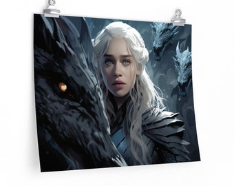 Daenerys Targaryen Mother of Dragons (Version 2), Premium Matte horizontal posters, Game Of Thrones Daenerys Targaryen, Wall Art, Wall Decor