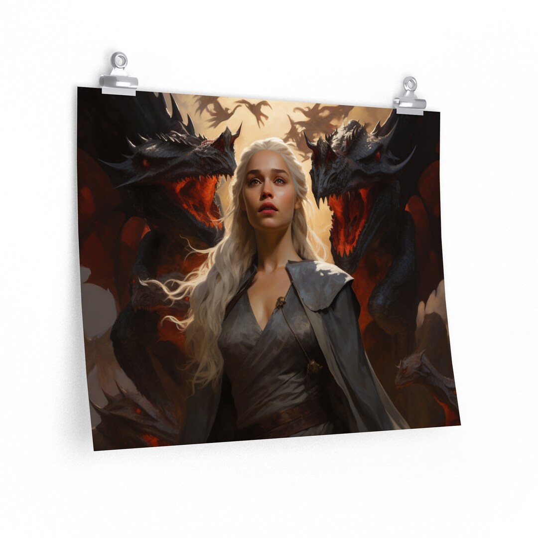 Daenerys Targaryen With Her Dragons, Wall Art Poster, Game of Thrones ...