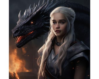 Daenerys Targaryen Mother of Dragons (Version 3), Premium Matte horizontal posters, Game Of Thrones Daenerys Targaryen, Wall Art, Wall Decor