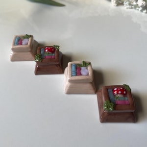 Cozy Bookcase Handmade Artisan Polymer Clay Keycap for Mechanical Keyboards