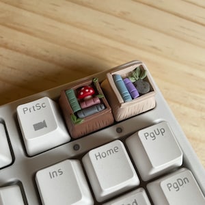 Cozy Bookcase Handmade Artisan Polymer Clay Keycap for Mechanical Keyboards