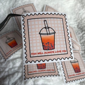 Thai Will Always Love You Boba Stamp Vinyl Sticker | Waterpoof Decal