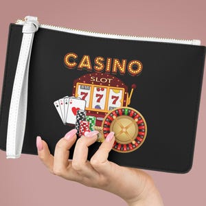 Bolsa de cassino, bolsa clutch para noites de jogo, bolsa de noite Lucky Charm, bolsa de roleta, bolsa para festa de pôquer, acessório para jogos de cartas