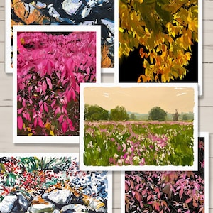 Nature Art Notecard Set 6 Cartes de Note Floral, Automne, Art de la Nature, Arbres, Paysage Stationnaire, Cartes de Note Pliées, Cadeau, Nature, Cartes de Vœux