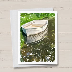 Jeux de cartes de correspondance Maine Dinghy, Cartes de correspondance bateaux, Stationnaire nautique, Cartes de correspondance pliées, Cadeau, Cartes de voeux Nature, Lacs et étangs