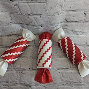 Christmas faux Candies, a set of three of candy candy themed candies for use as wreath attachments, swags, Holiday trees, decor and more!