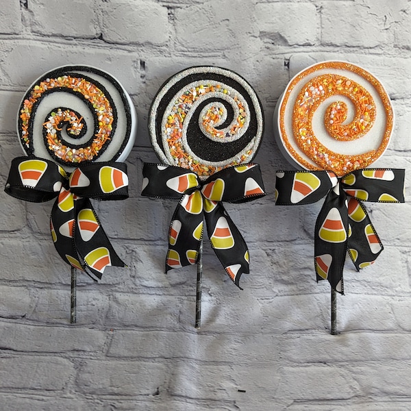 Halloween faux lollipops, a set of three for use as wreath attachments or more!!