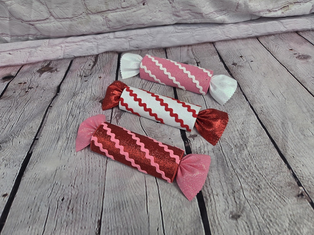Christmas Faux Candies, a Set of 3 Fake Pink, White, Red Xmas Candies ...
